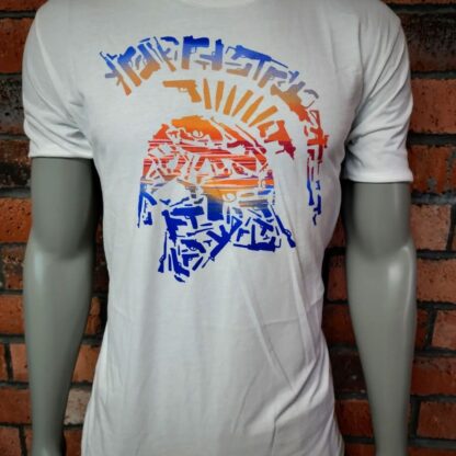 Tactical Spartan Helmet Tactical Shit White T-Shirt-Sunset Camo