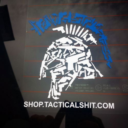 Thin Blue Line Tactical Shit Gun Spartan with URL Vehicle Window Decal 10"