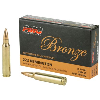 PMC Bronze .223 Remington Rifle Ammo - 55 Grain FMJ-BT 1000rd case - Ships Free