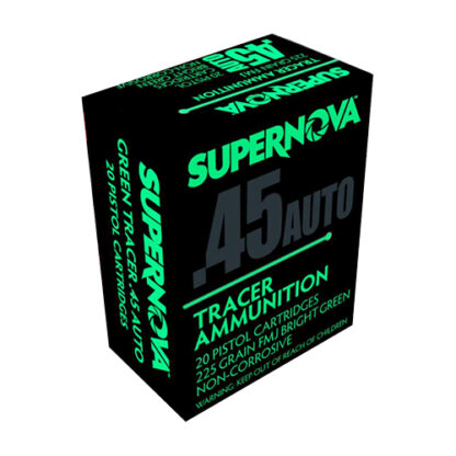 Supernova Green Tracer Non Corrosive 45 ACP 225gr FMJ 20rd Box