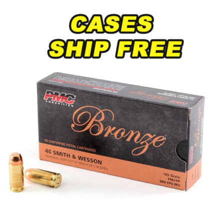 PMC 40 S&W 165gr FMJ Cases Ship Free