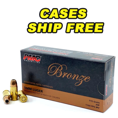 PMC Bronze 9mm 115gr JHP Cases Ship Free