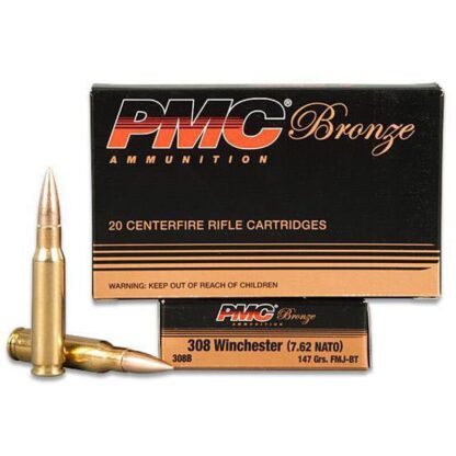 PMC Bronze .308 Winchester Rifle Ammo 147gr FMJBT Free Shipping On Case