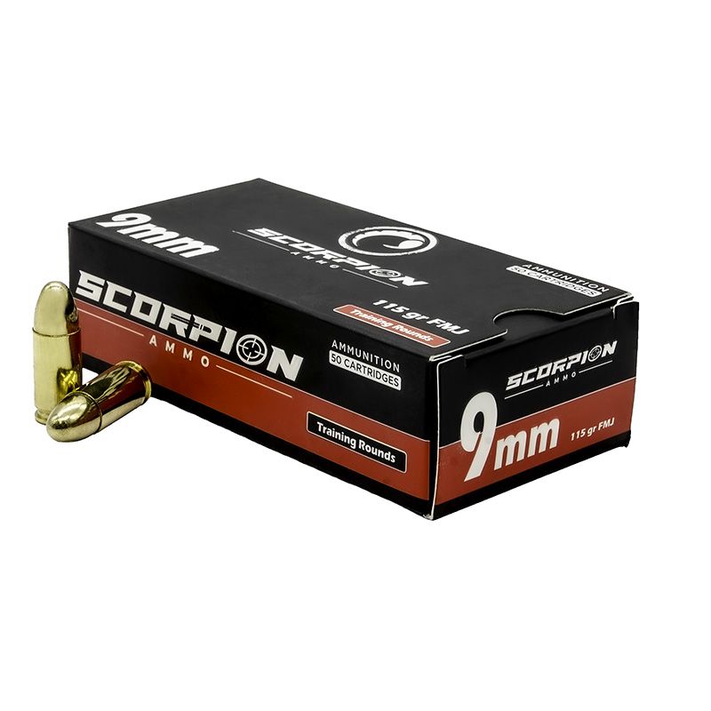 Scorpion 9mm 115gr FMJ Range Ammo - 1000rd Case Ships Free!!